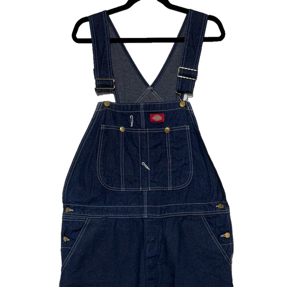Dickies Bib Overalls Mens 38X30 Blue Denim Carpenter Workwear Chores Farmer - Picture 5 of 8